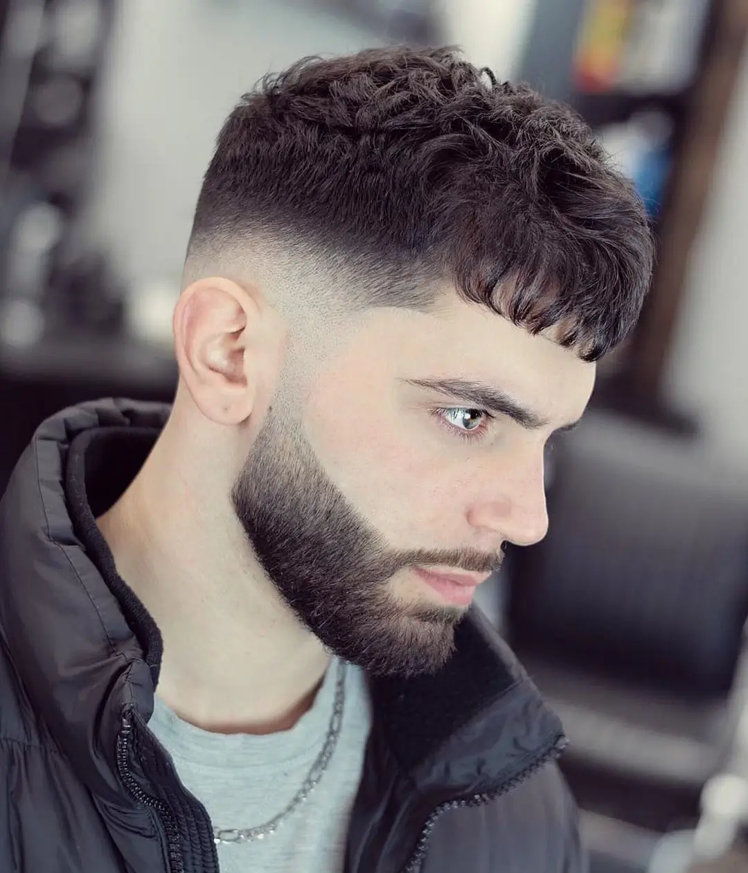 Men's Caesar Haircut with Medium Fade from Fifth Ave Barber Shop in Midtown NYC