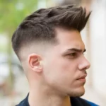 Men's Medium Fade Haircut with Brush Up in Midtown NYC from Fifth Avenue Barber Shop
